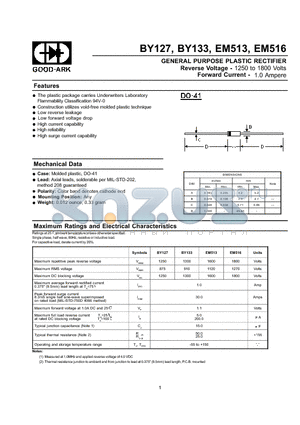 BY133 datasheet - GENERAL PURPOSE PLASTIC RECTIFIER