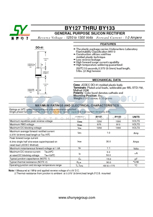 BY133 datasheet - GENERAL PURPOSE SILICON RECTIFIER