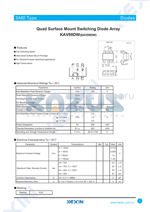 BAV99DW datasheet - Quad Surface Mount Switching Diode Array