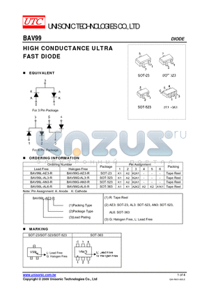 BAV99G-AL6-R datasheet - HIGH CONDUCTANCE ULTRA FAST DIODE