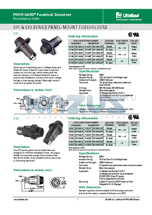 05710RCCL datasheet - 571 & 572 Series panel-mount fuseholders