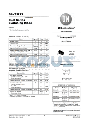 BAV99LT1 datasheet - Monolithic Dual Switching Diode