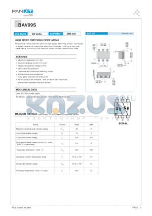 BAV99S datasheet - HIGH SPEED SWITCHING DIODE ARRAY