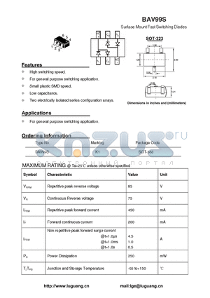 BAV99S datasheet - Surface Mount Fast Switching Diodes