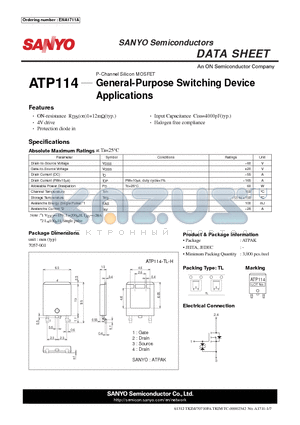 ATP114-TL-H datasheet - General-Purpose Switching Device Applications