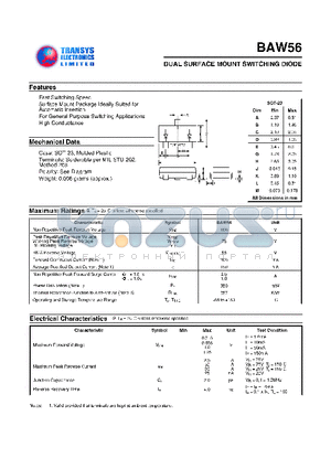 BAW56 datasheet - DUAL SURFACE MOUNT SWITCHING DIODE