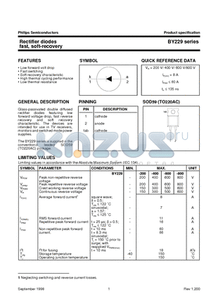 BY229 datasheet - Rectifier diodes fast, soft-recovery