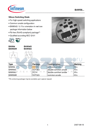 BAW56 datasheet - Silicon Switching Diode