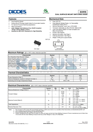 BAW56-7 datasheet - DUAL SURFACE MOUNT SWITCHING DIODE