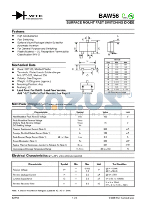 BAW56-T1 datasheet - SURFACE MOUNT FAST SWITCHING DIODE