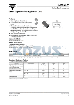 BAW56-V-GS08 datasheet - Small Signal Switching Diode, Dual