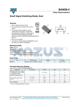 BAW56-V_12 datasheet - Small Signal Switching Diode, Dual