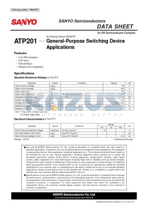 ATP201 datasheet - N-Channel Silicon MOSFET General-Purpose Switching Device Applications