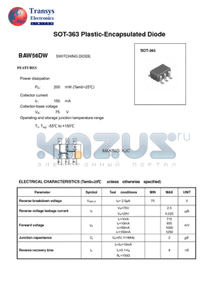 BAW56DW datasheet - Plastic-Encapsulated Diode