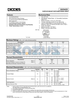 BAW56DW datasheet - SURFACE MOUNT SWITCHING DIODE ARRAY