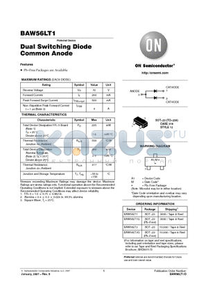 BAW56LT1 datasheet - Dual Switching Diode Common Anode