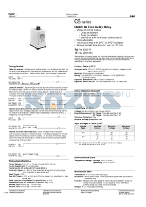 CB-1001B-70 datasheet - CB series CMOS IC Time Delay Relay