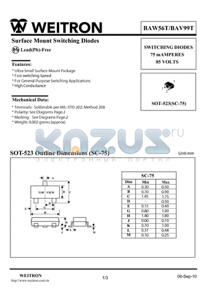 BAW56T_10 datasheet - Surface Mount Switching Diodes