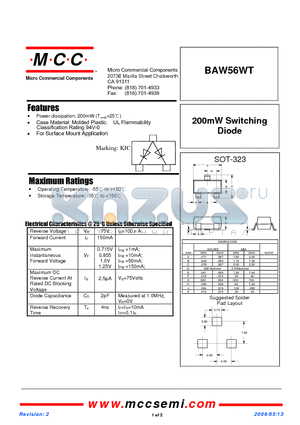 BAW56WT datasheet - 200mW Switching Diode