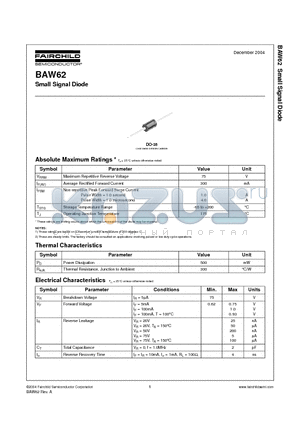 BAW62 datasheet - Small Signal Diode