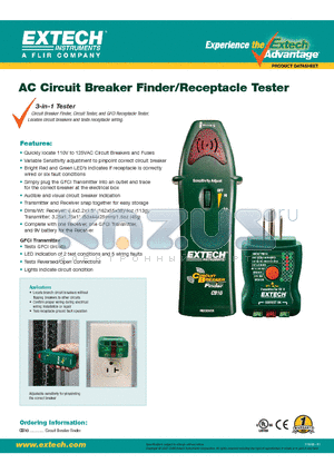 CB10 datasheet - AC Circuit Breaker Finder/Receptacle Tester