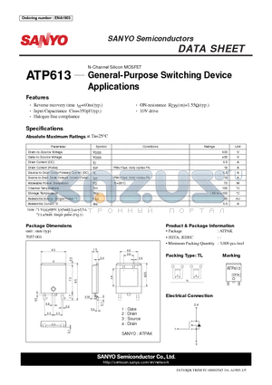 ATP613 datasheet - N-Channel Silicon MOSFET General-Purpose Switching Device Applications