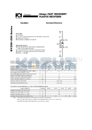 BY297 datasheet - 2Amps FAST RECOVERY PLASTIC RECIFIERS