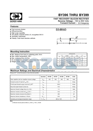 BY396 datasheet - FAST RECOVERY SILICON RECTIFIER