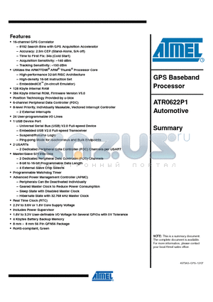 ATR0622-DK1 datasheet - GPS Baseband Processor