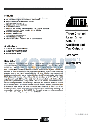 ATR0807-TCQ datasheet - THREE CHANNEL LASER DRIVER WITH RF OSCILLATOR AND TWO OUTPUTS