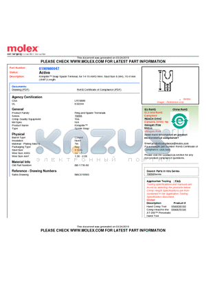 BB-1716-08 datasheet - Krimptite Snap Spade Terminal, for 14-16 AWG Wire, Stud Size 8 (M4), 16.41mm(.646