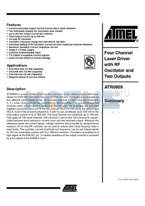 ATR0809-PRQG datasheet - FOUR CHANNEL LASER DRIVER WITH RF OSCILLATOR AND TWO OUTPUTS