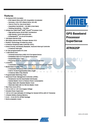 ATR0625-DK1 datasheet - GPS Baseband Processor SuperSense