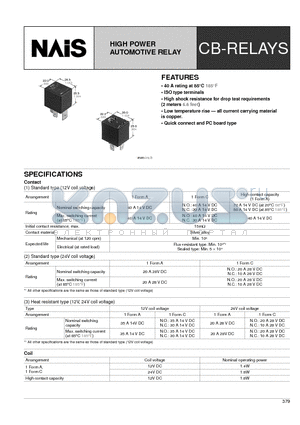 CB1A-DM-24V datasheet - HIGH POWER AUTOMOTIVE RELAY