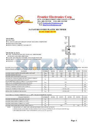 BY399 datasheet - 3A FAST RECOVERY PLASTIC RECTIFIER