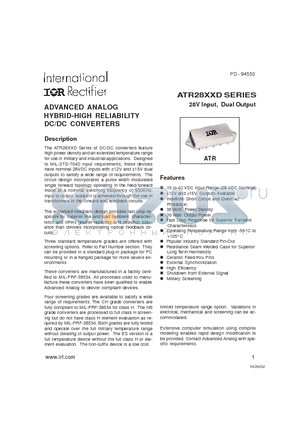 ATR2805TF datasheet - ADVANCED ANALOG HYBRID-HIGH RELIABILITY DC/DC CONVERTERS