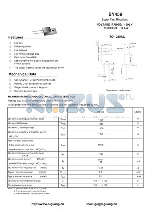 BY459 datasheet - Super Fast Rectifiers