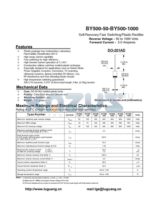 BY500-200 datasheet - Soft Recovery Fast Switching Plastic Rectifier