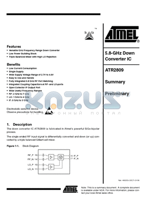 ATR2809-PEPG datasheet - 5.8-GHz Down Converter IC