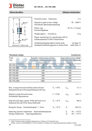 BY550-100 datasheet - Silicon Rectifiers