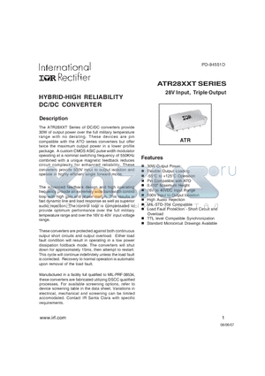 ATR2815T/CH datasheet - HYBRID-HIGH RELIABILITY DC/DC CONVERTER