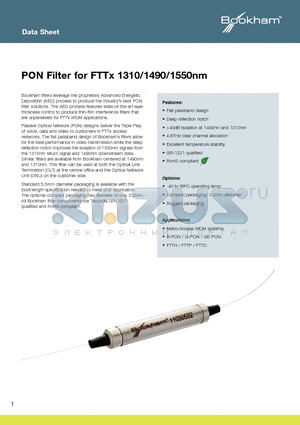 CB1CFA131553329 datasheet - PON Filter for FTTx 1310/1490/1550nm