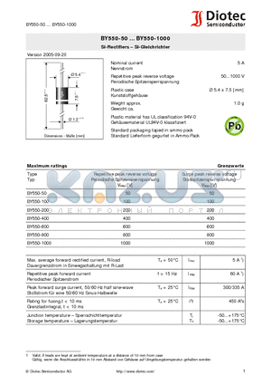 BY550-400 datasheet - Si-Rectifiers -Si-Gleichrichter