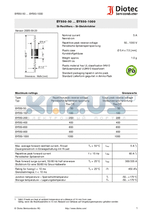 BY550-50 datasheet - Si-Rectifiers -Si-Gleichrichter