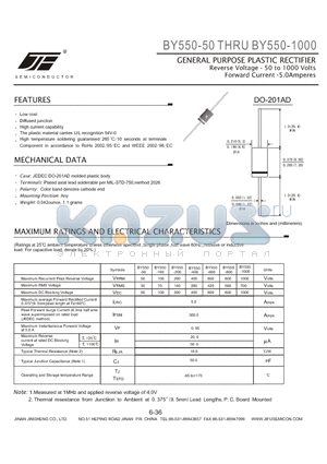 BY550-50 datasheet - GENERAL PURPOSE PLASTIC RECTIFIER