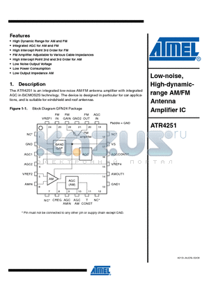 ATR4251-PFQY datasheet - Low-noise, High-dynamicrange AM/FM Antenna Amplifier IC