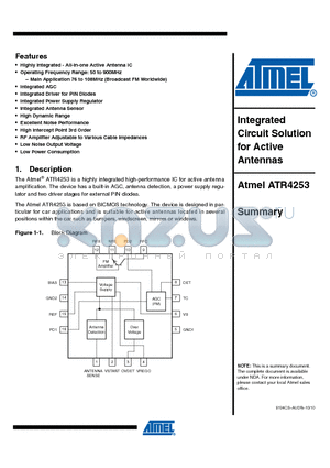 ATR4253 datasheet - Highly Integrated - All-in-one Active Antenna IC Integrated AGC