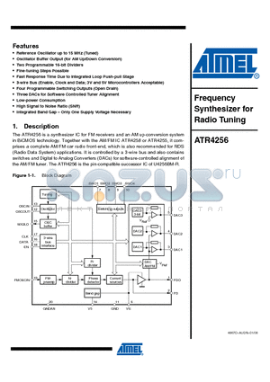 ATR4256-TKQY datasheet - Frequency Synthesizer for Radio Tuning