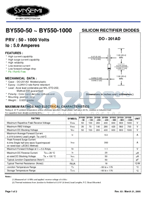 BY550-800 datasheet - SILICON RECTIFIER DIODES