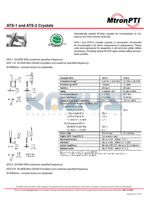 ATS-1-R datasheet - Crystals